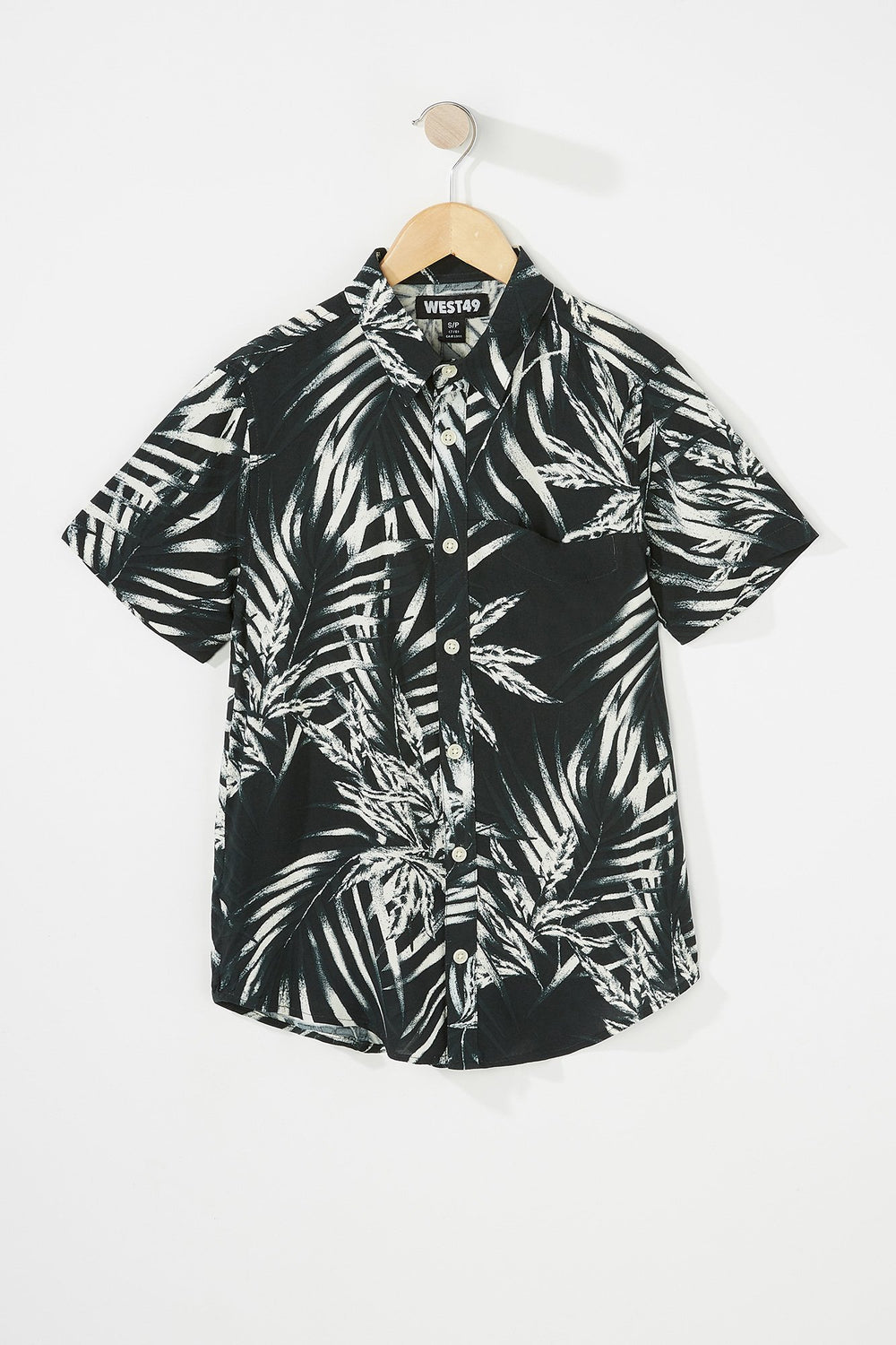 Kids Chemise boutonnée légère imprimée à manches courtes pour garçon Noir