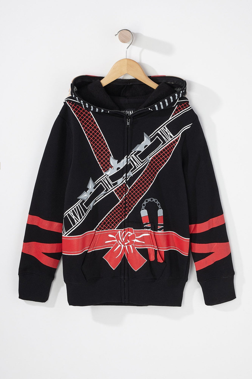 Kids Haut à capuchon Masque de ninja pour garçon Noir