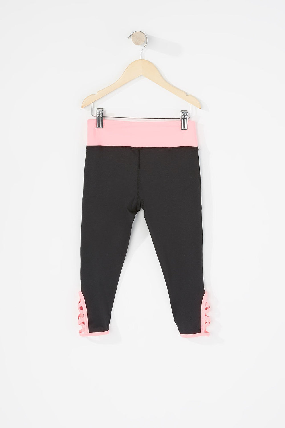 Kids Legging Active court à motif de cage pour fille Noir