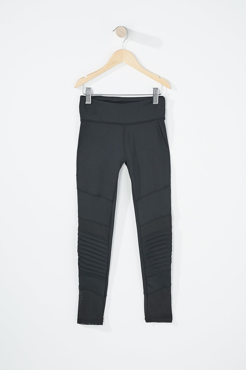 Kids Legging Active de style moto en filet pour fille Noir