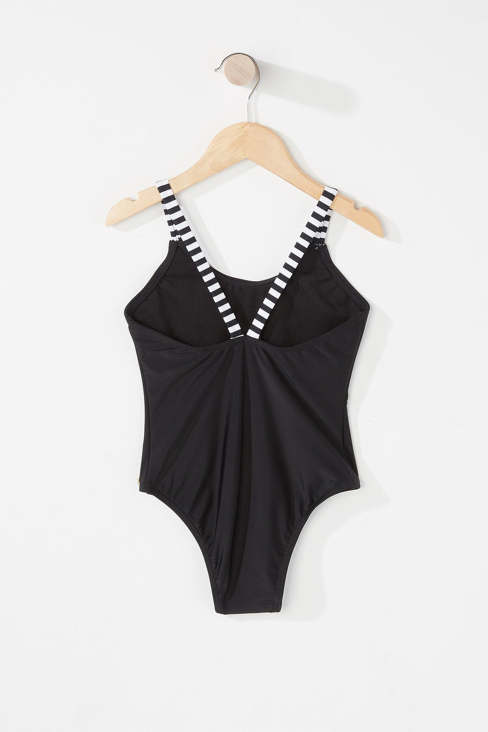 Kids Maillot de bain une-pièce rayé à imprimé Cat Meow pour fille Noir