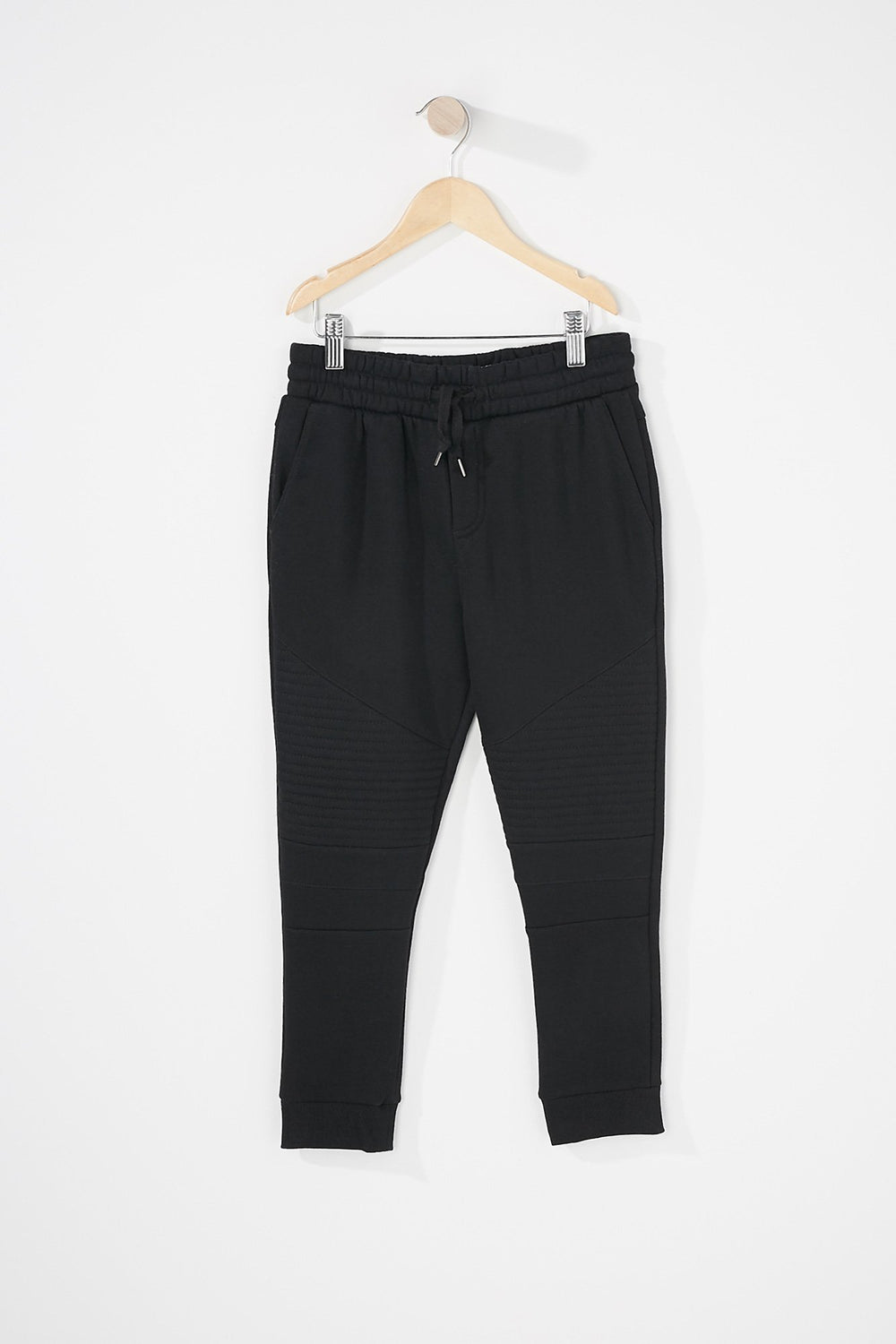 Kids Pantalon de jogging de style moto en molleton avec taille coulissante pour garçon Noir