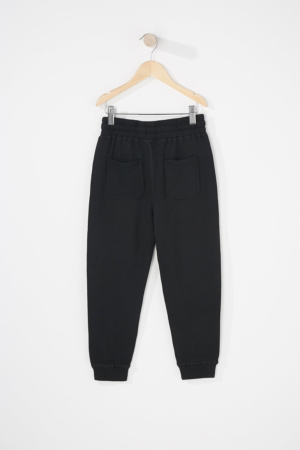 Kids Pantalon de jogging en molleton avec fermeture à glissière et taille coulissante pour garçon Noir