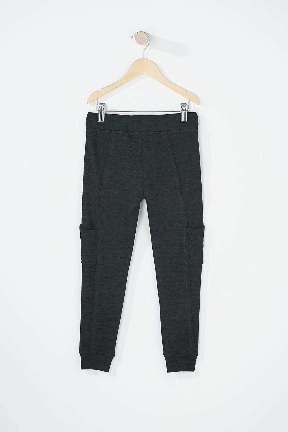 Kids Pantalon de jogging en molleton teint par espacements avec poches et taille coulissante pour fille Noir