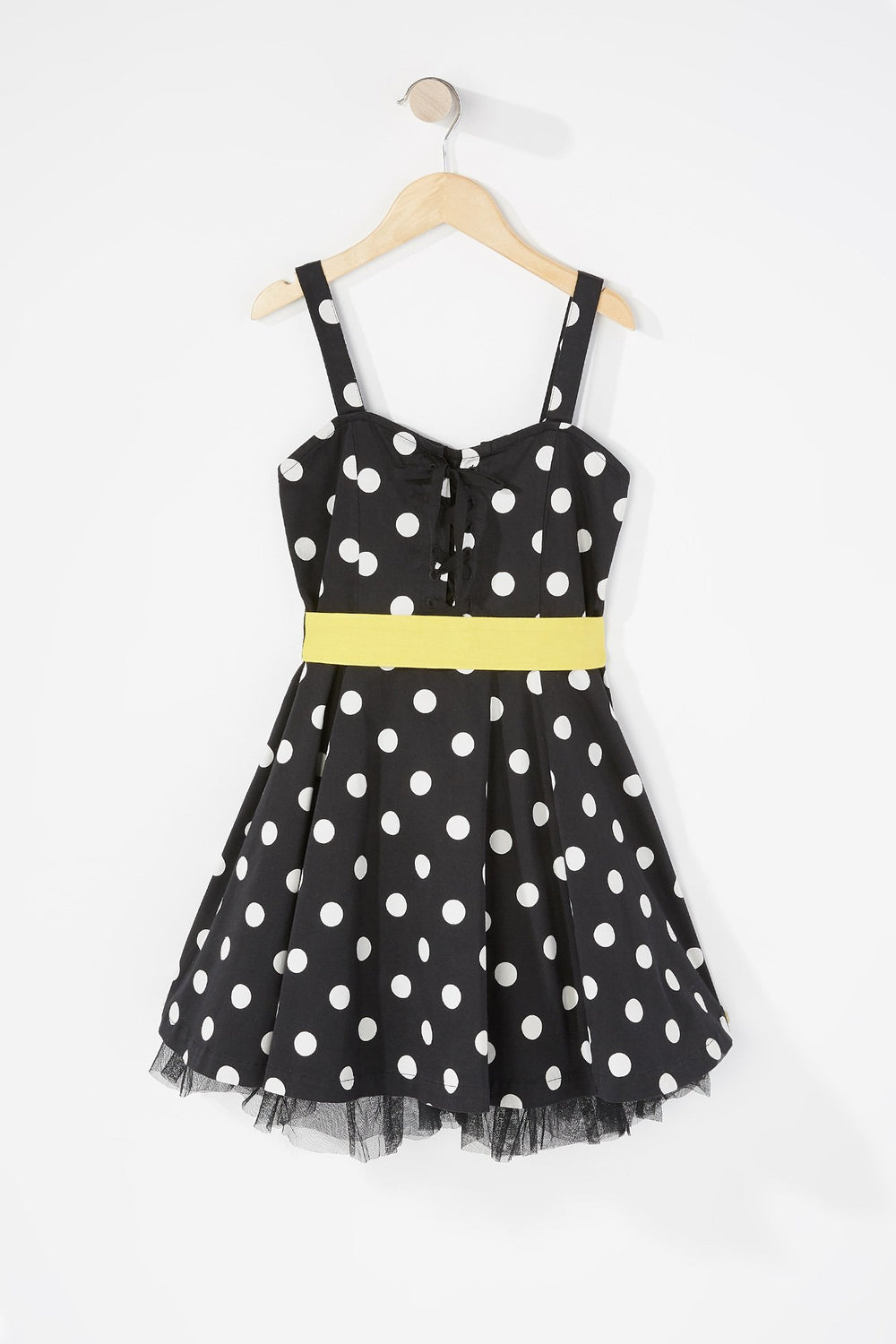 Kids Robe à pois avec boucle et attache pour fille Noir