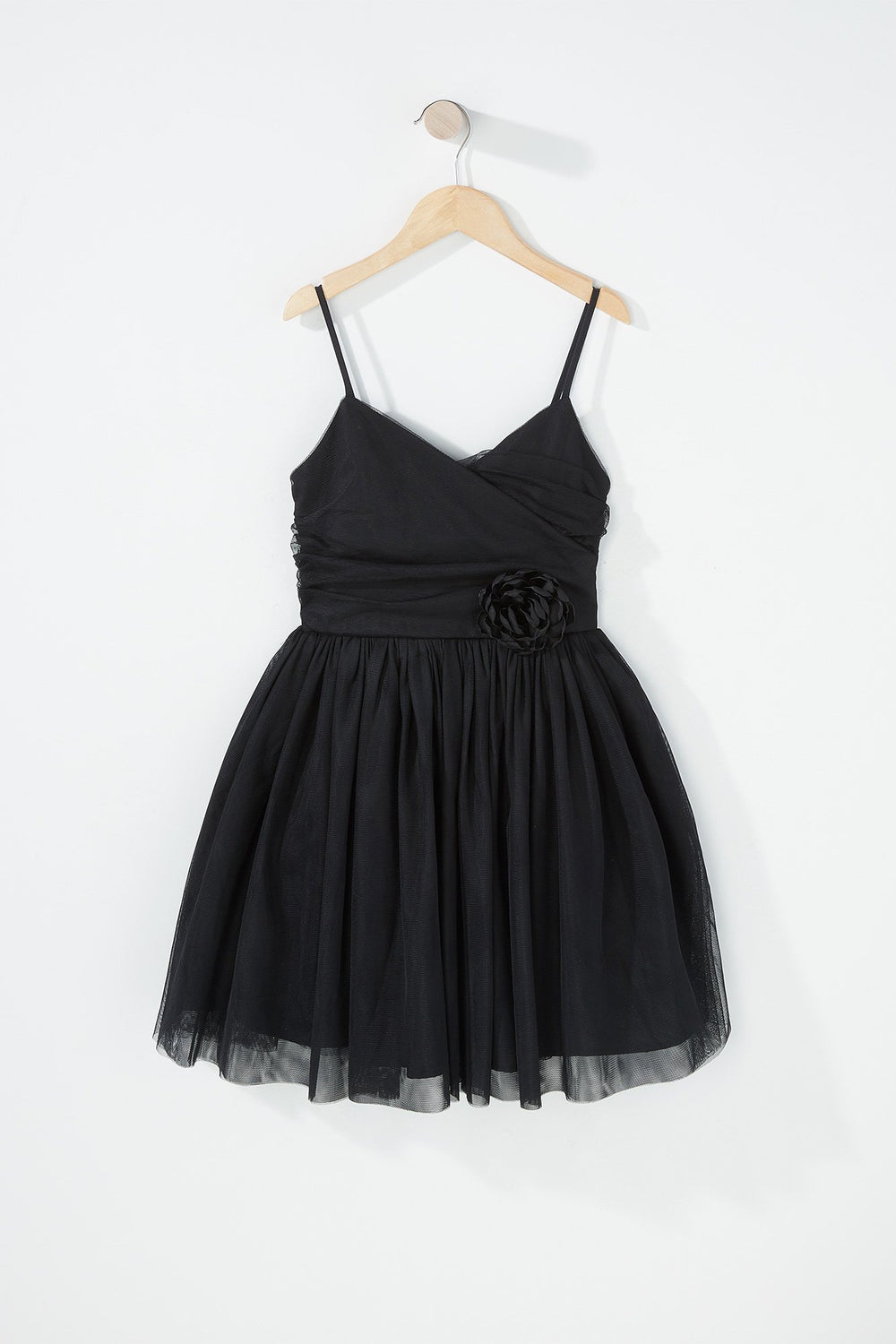 Kids Robe ballerine plissée en dentelle pour fille Noir