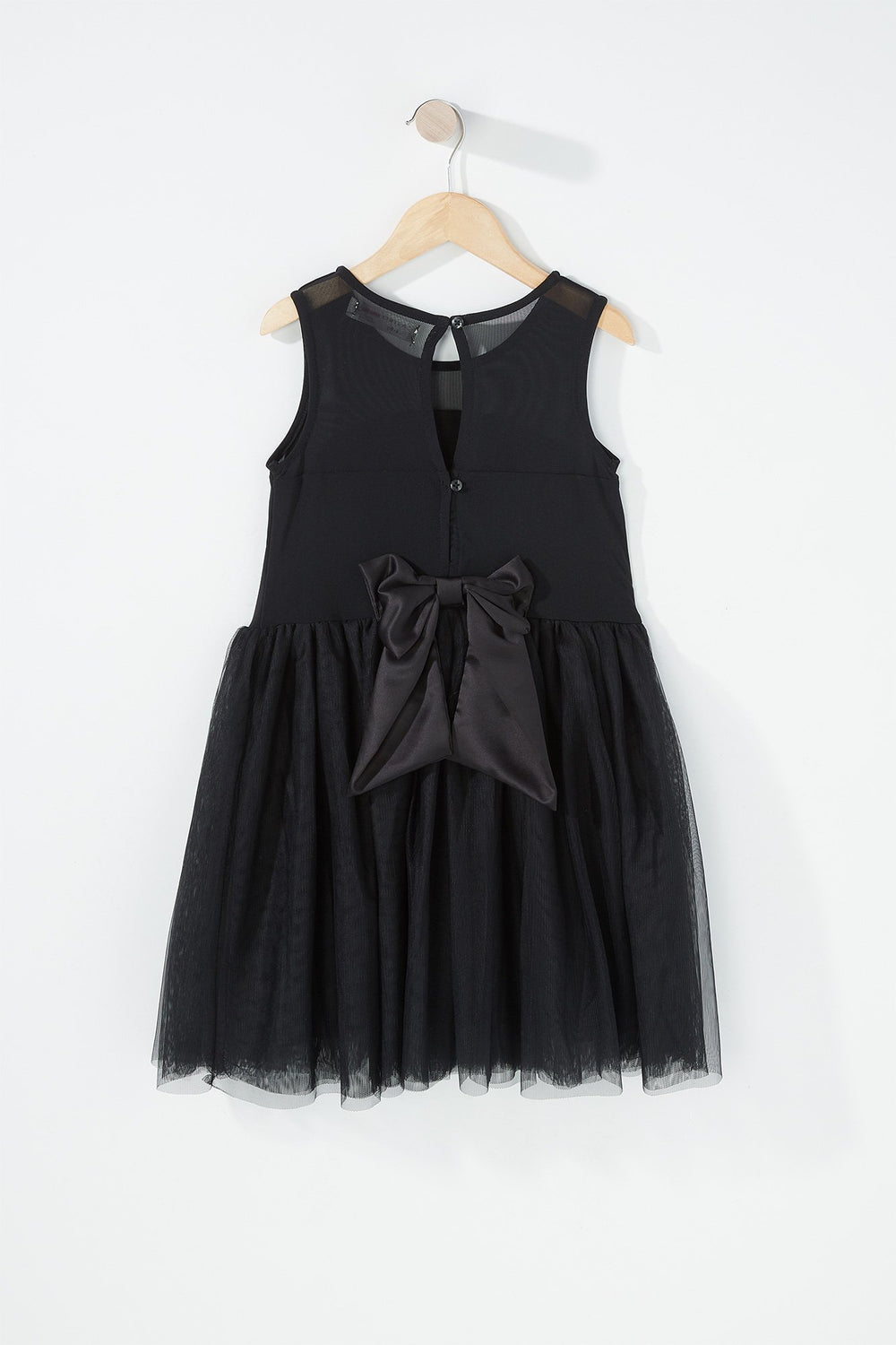 Kids Robe ballerine plissée en filet pour fille Noir