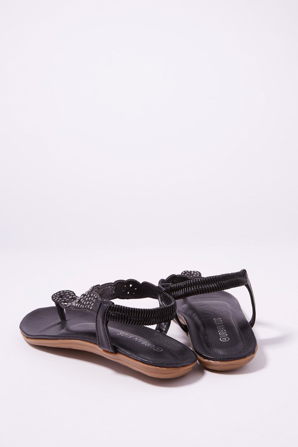 Kids Sandales en T avec billes en nubuck pour fille Noir