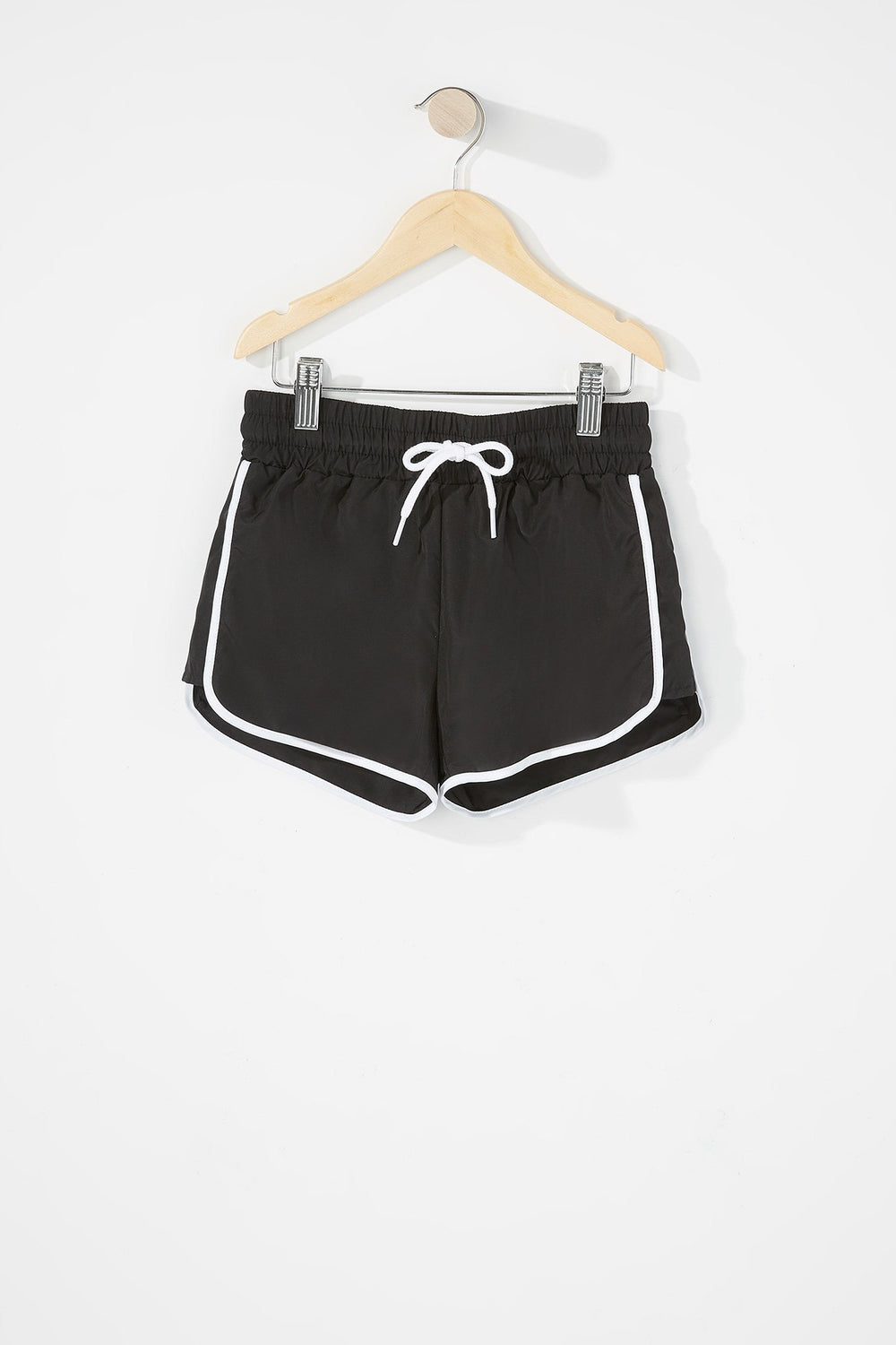 Kids Short Active à liséré contrastant avec ourlet arrondi et taille coulissante pour fille Noir