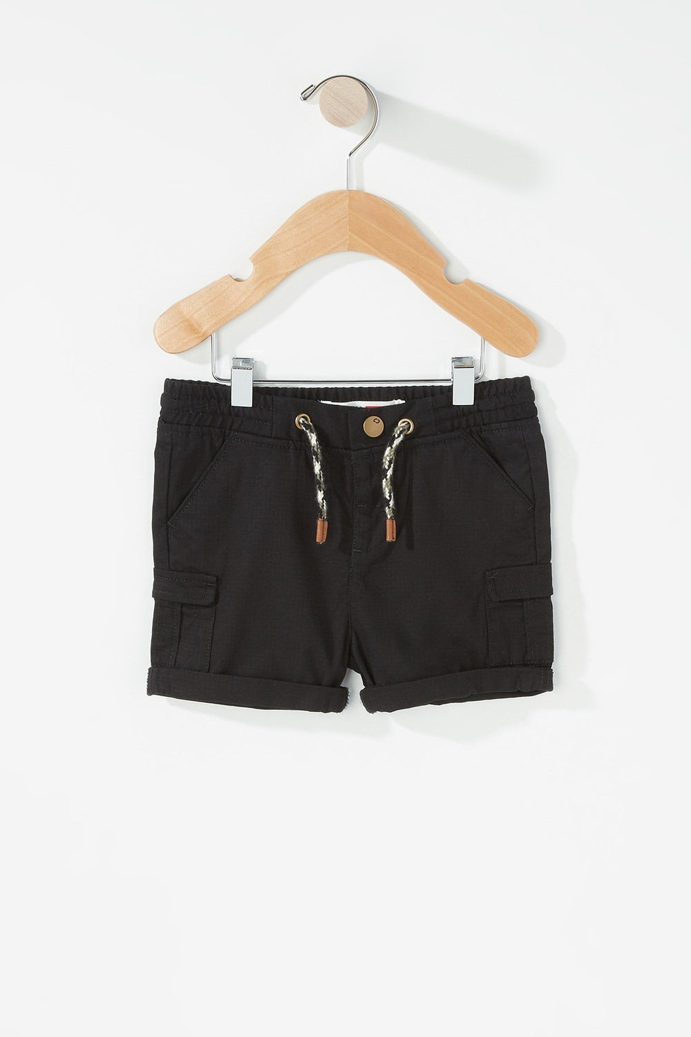 Kids Short cargo à taille coulissante pour bébé garçon Noir