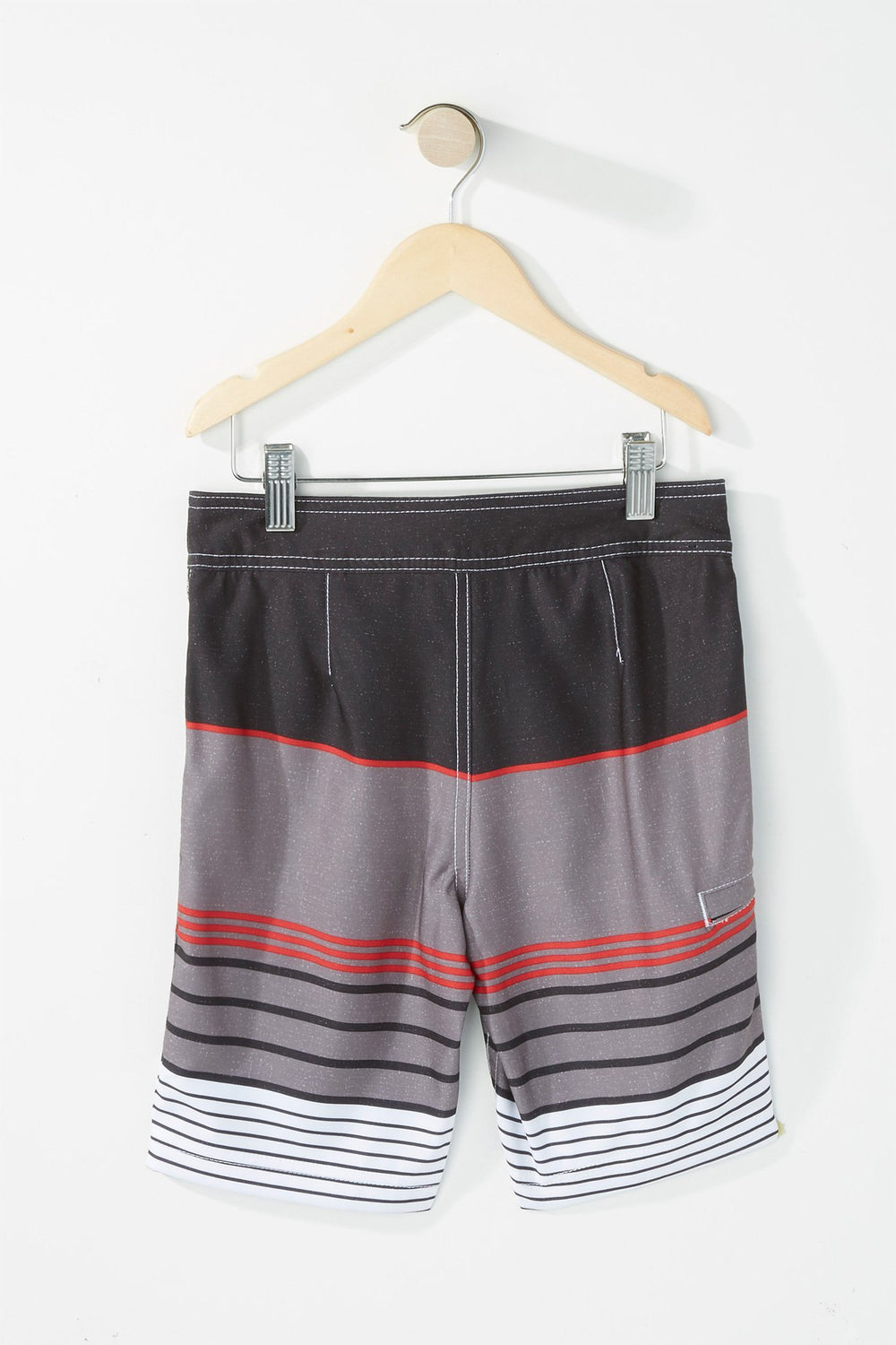 Kids Short de surfeur lacé rayé pour garçon Noir