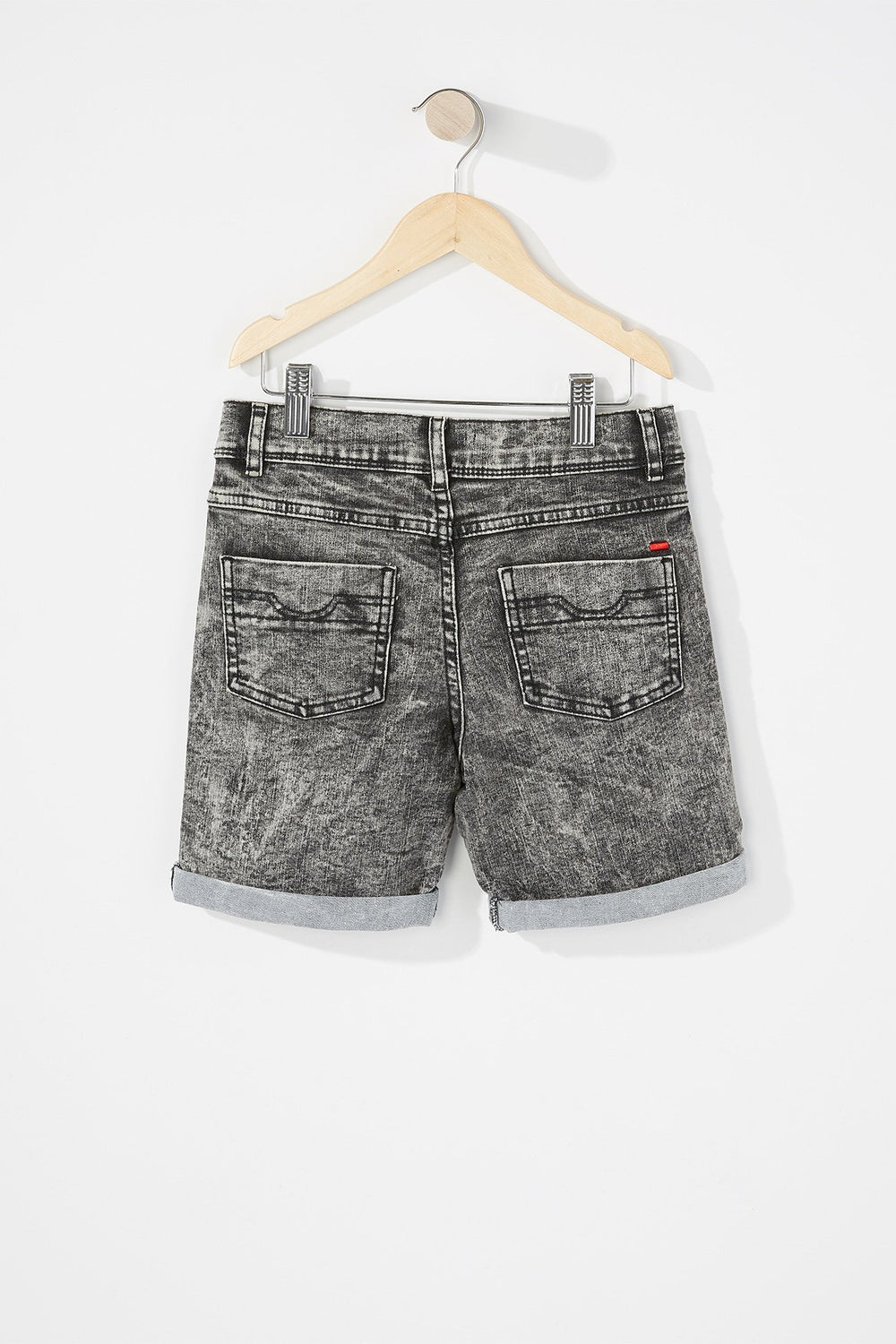 Kids Short en denim d'aspect usé à revers roulés pour bébé garçon Noir