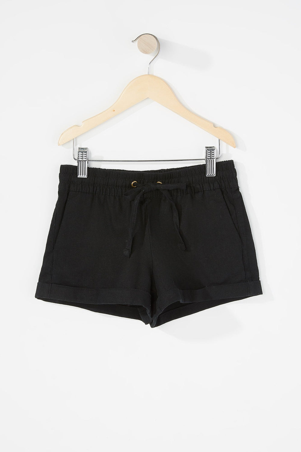 Kids Short en lin à taille coulissante pour fille Noir