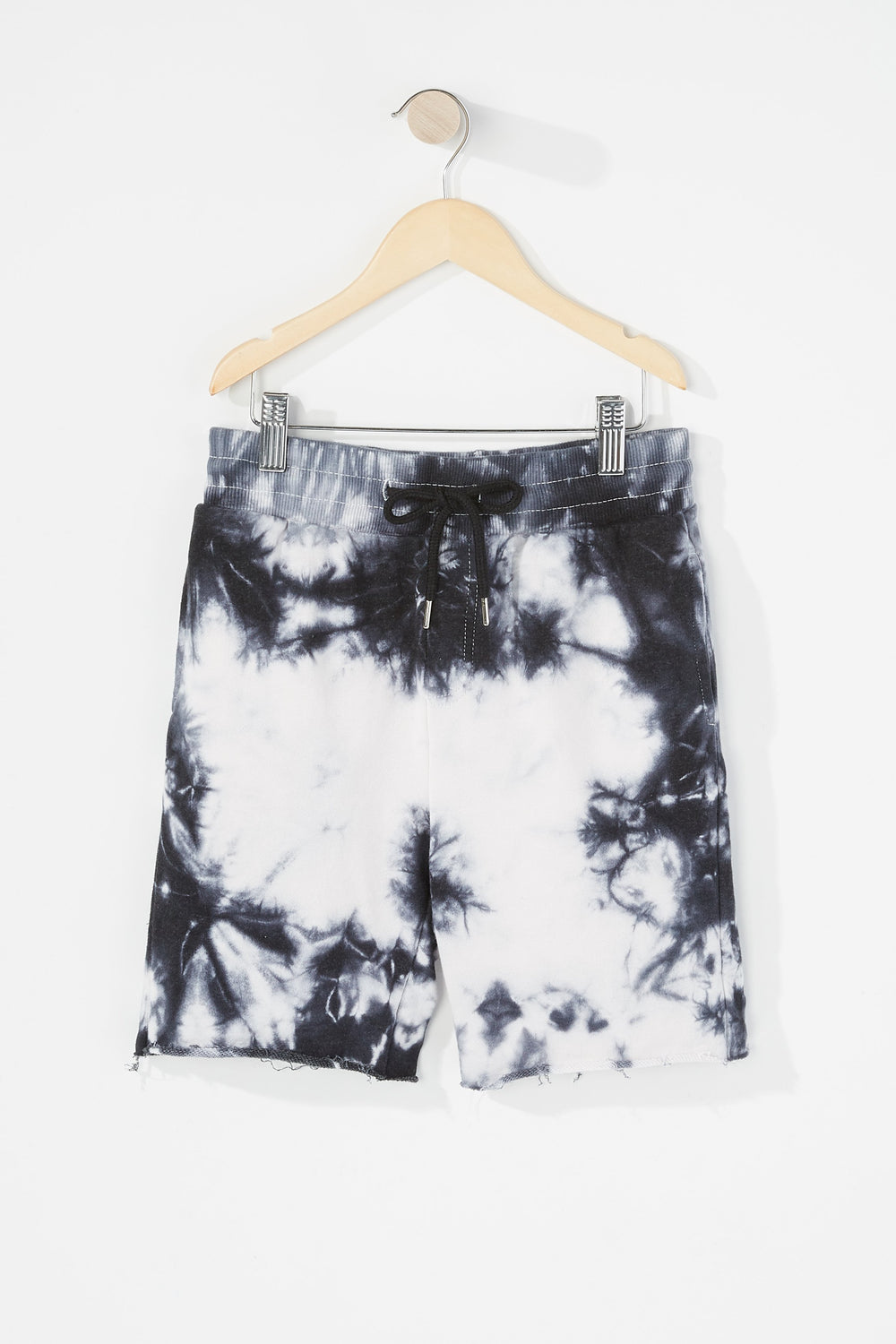 Kids Short en molleton teint par espacement à taille coulissante pour garçon Noir