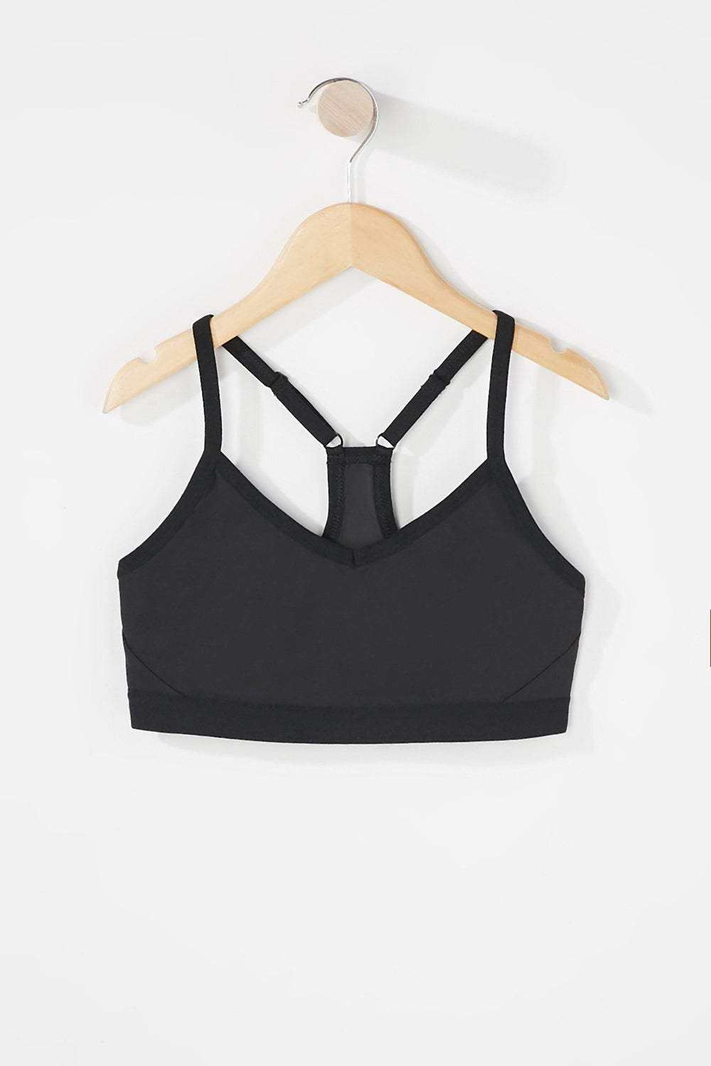 Kids Soutien-gorge de sport à dos nageur et encolure en V pour fille Noir