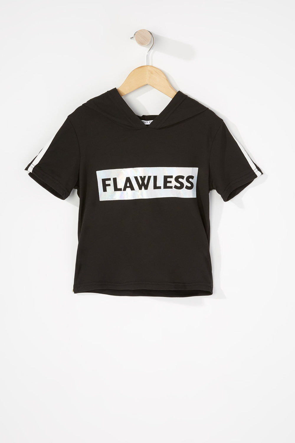 Kids T-shirt à capuchon à enfiler avec rayures latérales pour fille Noir