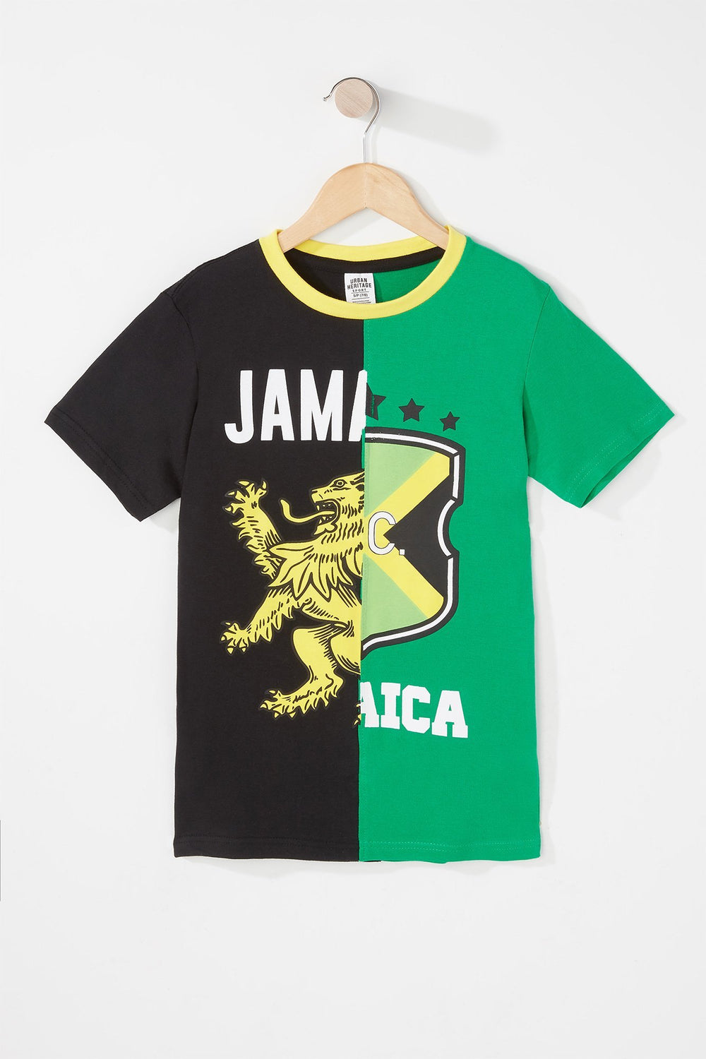 Kids T-shirt à imprimé World Cup Jamaica avec encolure dégagée pour garçon Noir