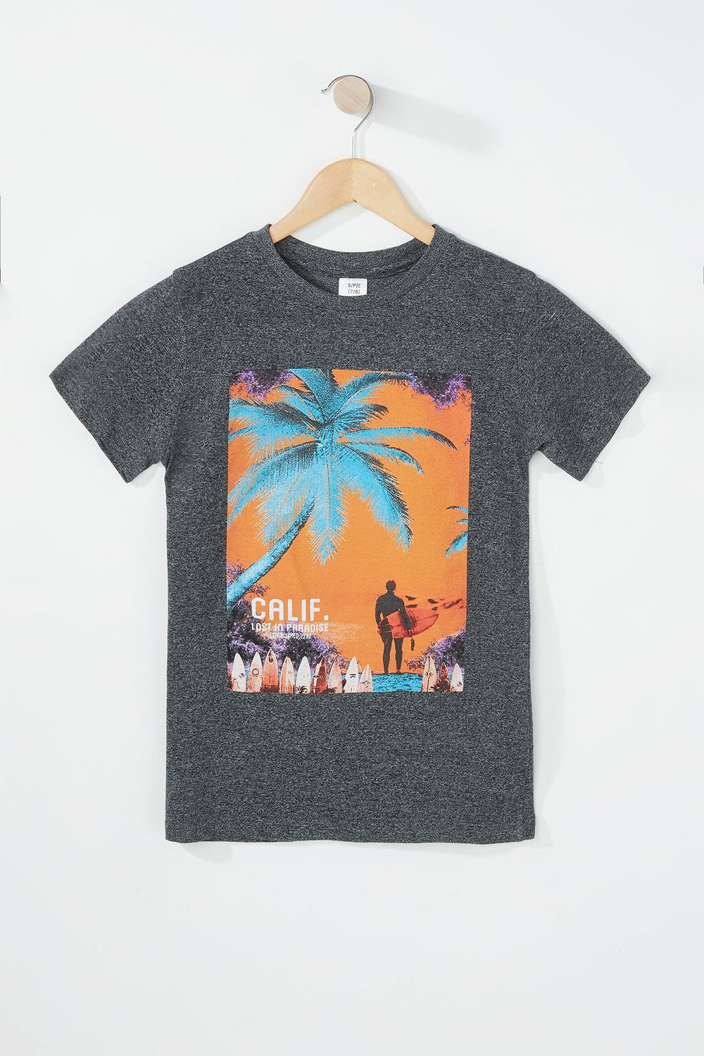 Kids T-shirt à motif de palmiers et imprimé Calif pour garçon Noir