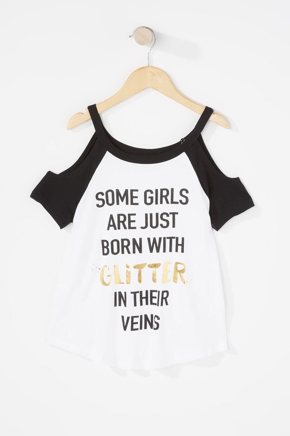 Kids T-shirt imprimé à épaules dénudées pour fille Noir
