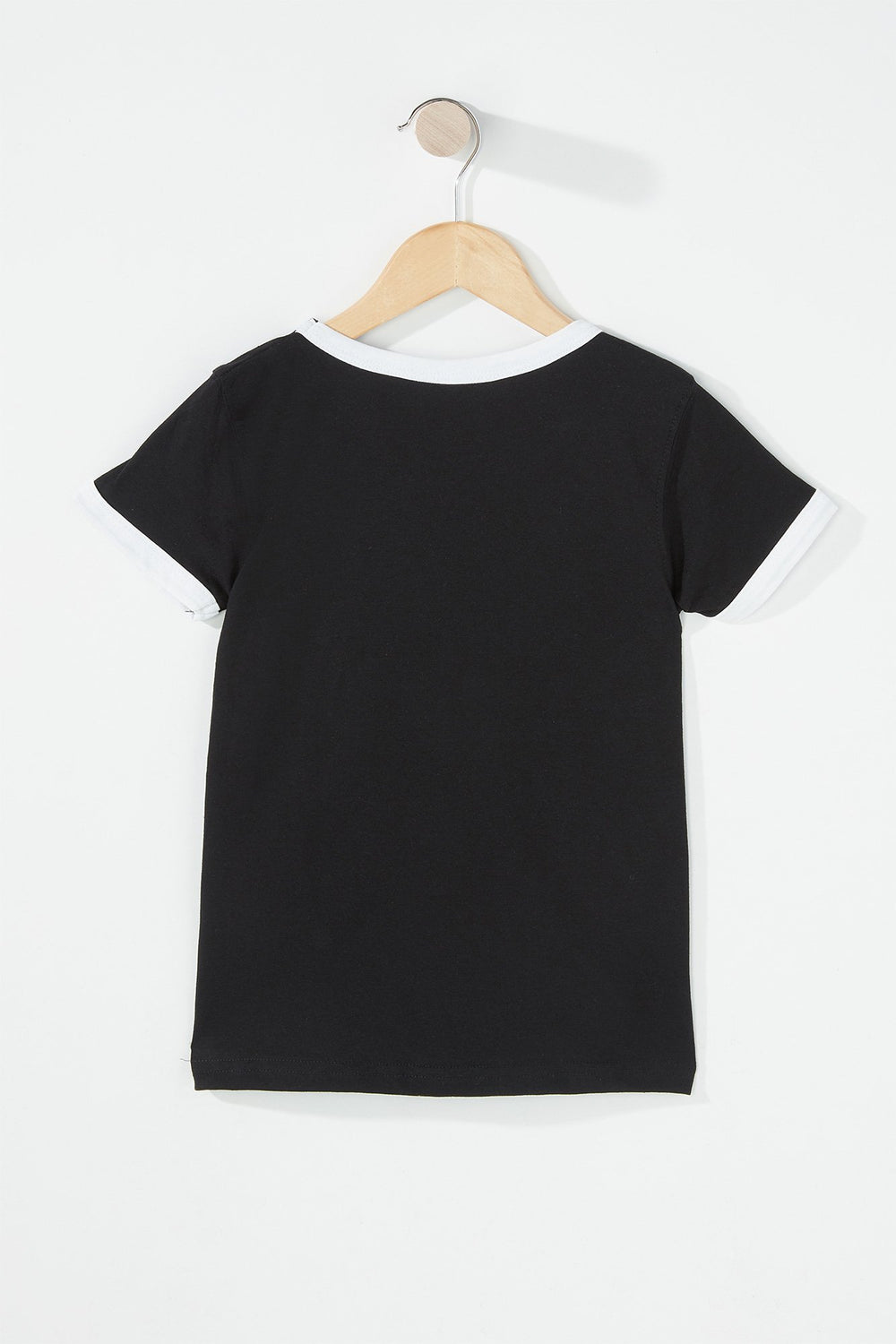 Kids T-shirt imprimé à liséré contrastant pour fille Noir