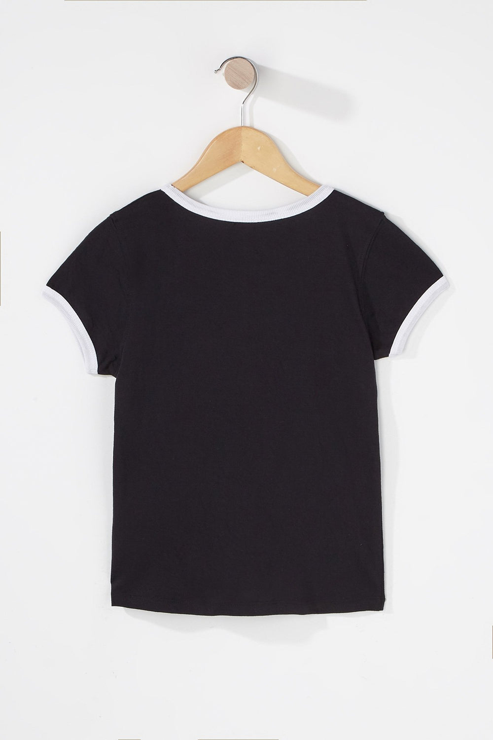 Kids T-shirt imprimé à liséré contrastant pour fille Noir