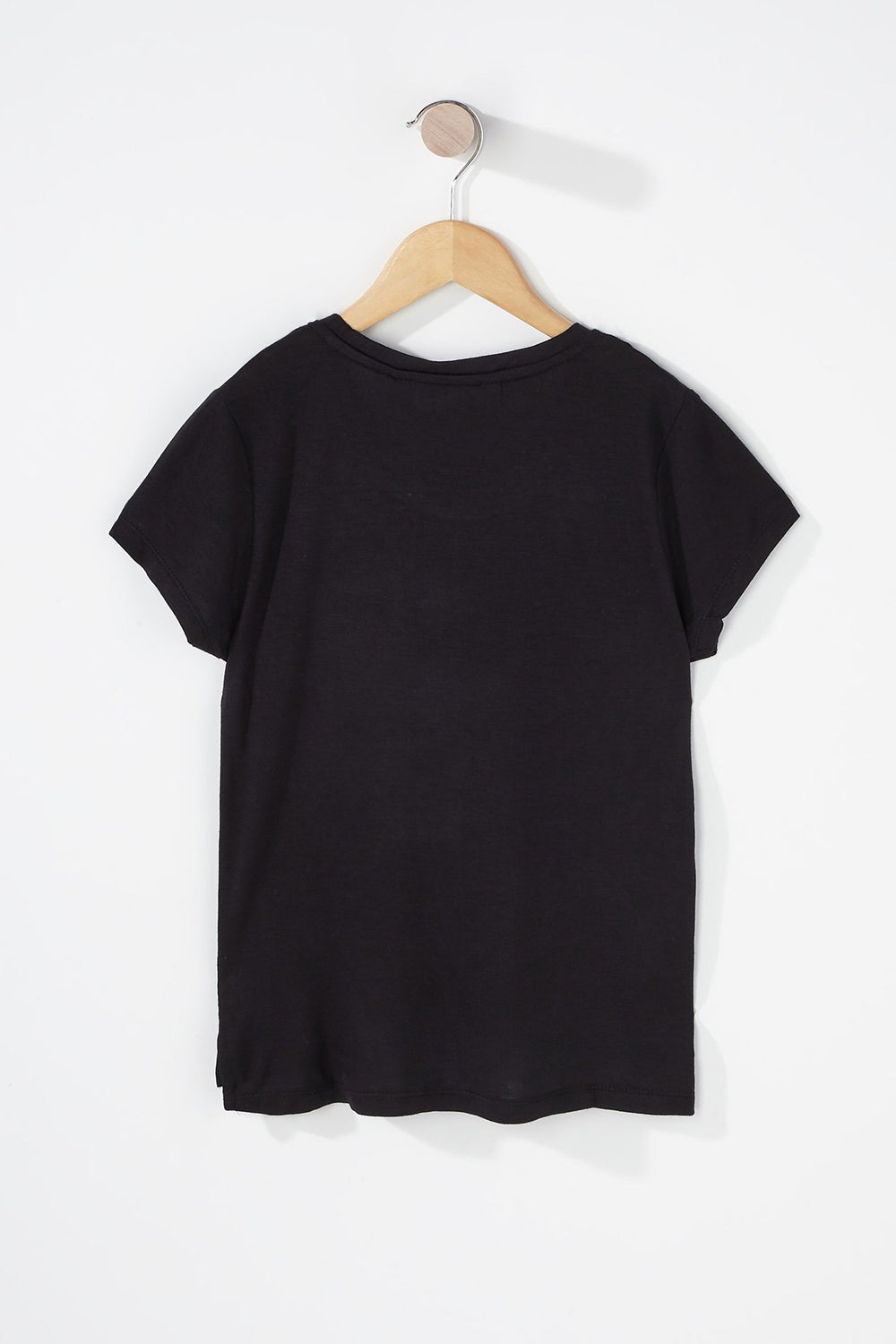 Kids T-shirt léger à encolure arrondie pour fille Noir