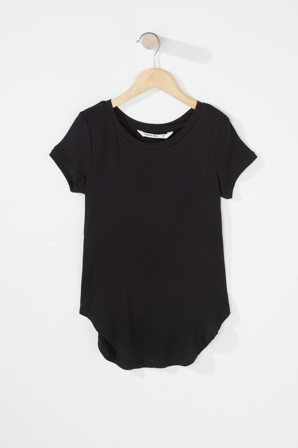 Kids T-shirt léger à ourlet arrondi pour fille Noir