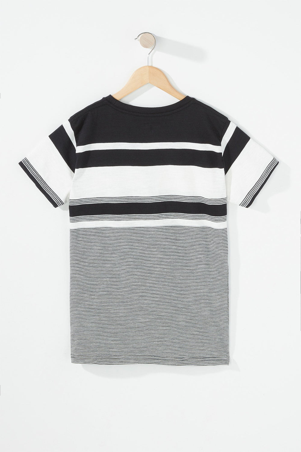 Kids T-shirt rayé à encolure dégagée pour garçon Noir