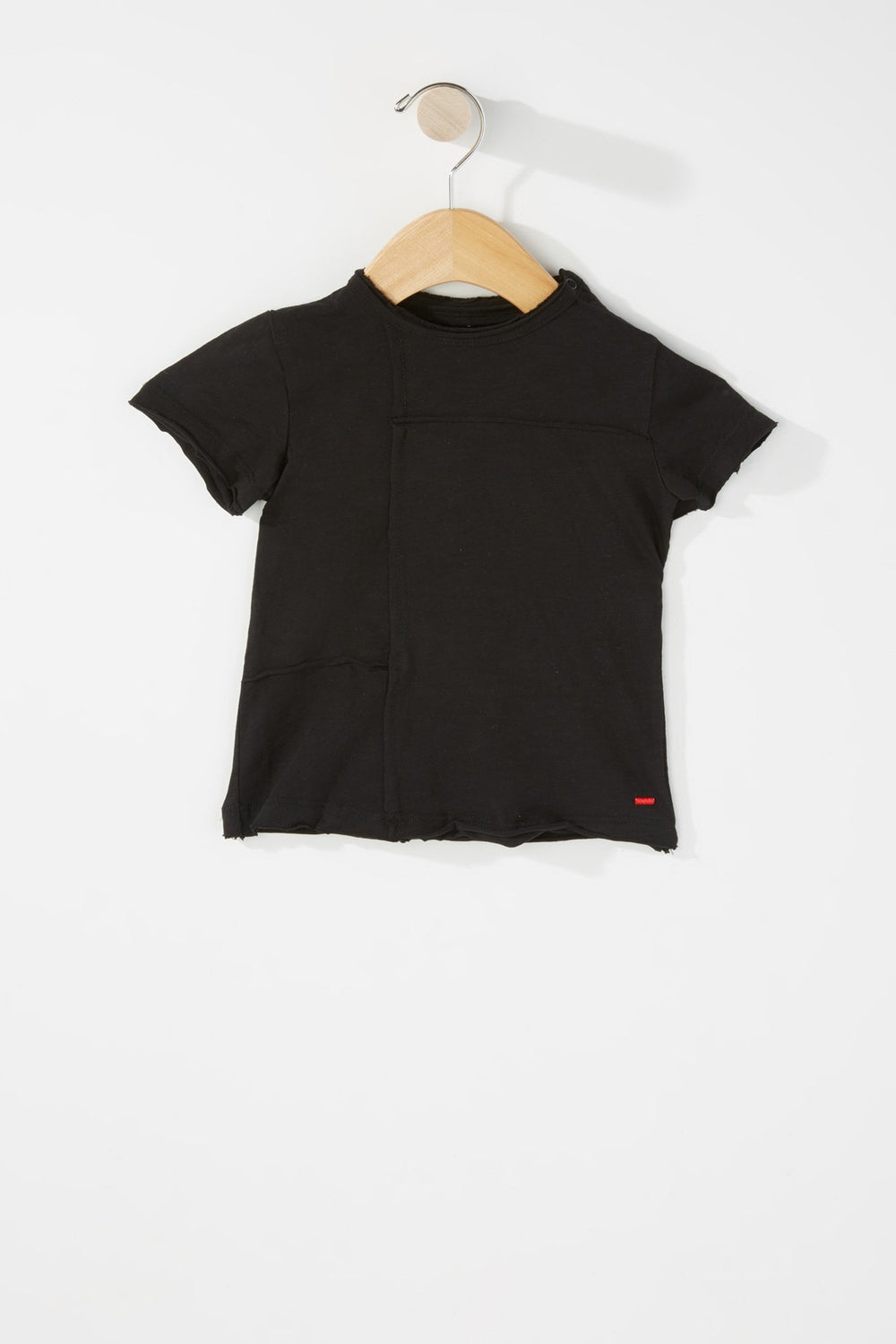 Kids T-shirt sans couture à ourlet brut pour bébé garçon Noir