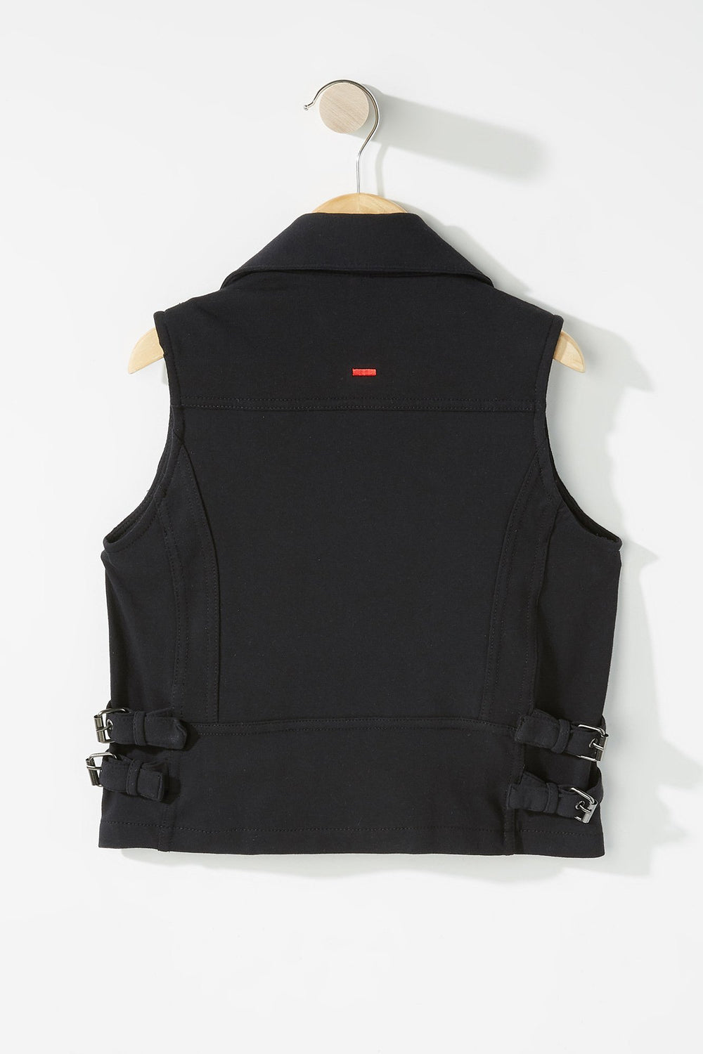 Kids Veste de style moto avec fermeture à glissière pour fille Noir