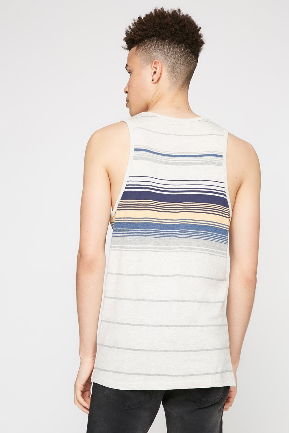 Men Coloured Striped Tank Oatmeal