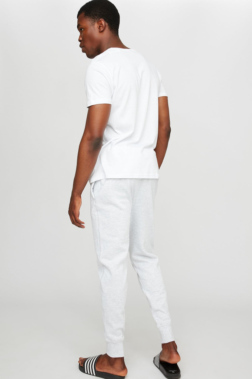 Men Slim Fleece Drawstring Jogger Oatmeal