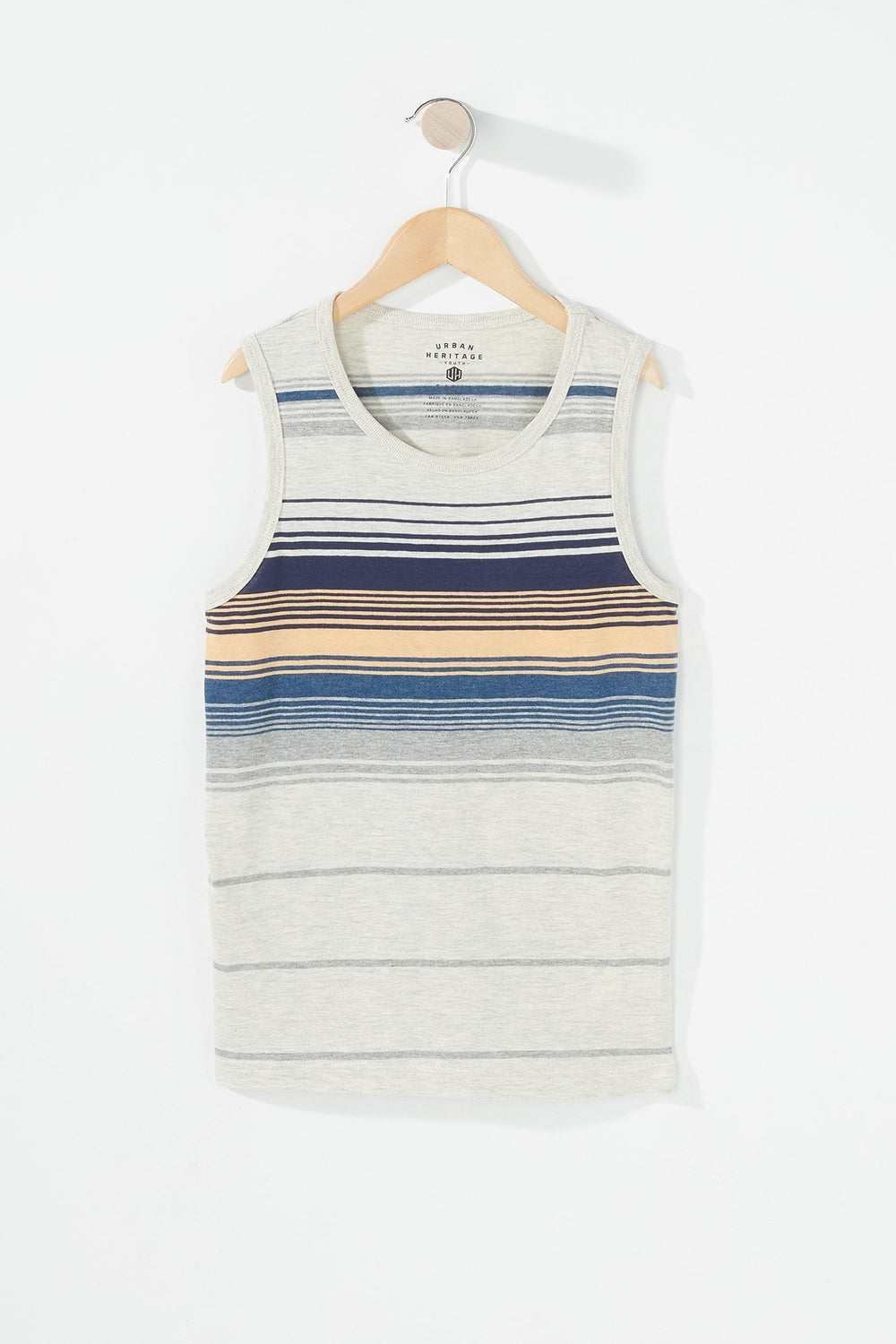 Kids Boys Coloured Striped Tank Oatmeal