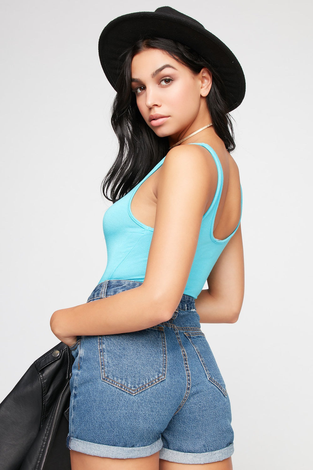 Women Basic Lightweight Bodysuit Ocean Blue