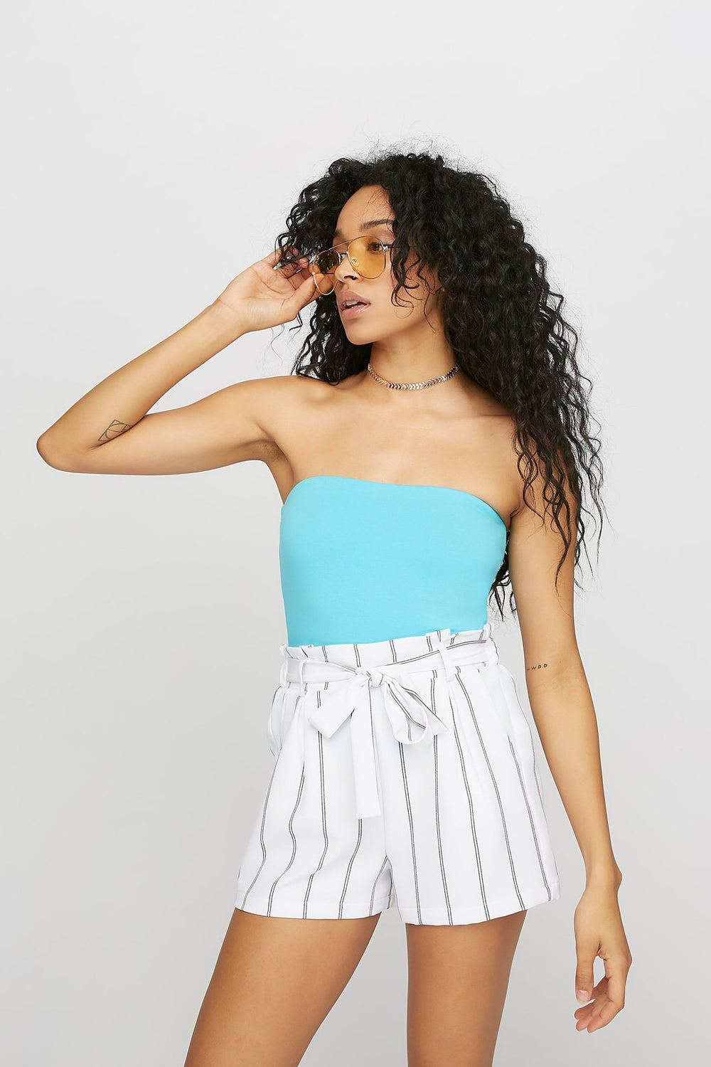 Women Basic Tube Top Ocean Blue