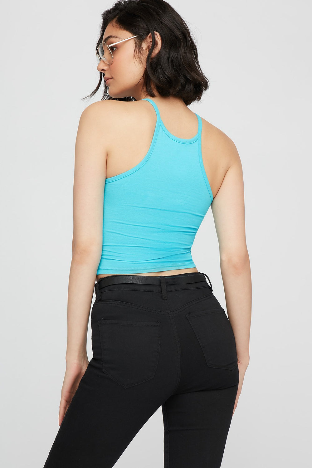 Women Pineapple Graphic Cropped Tank Ocean Blue