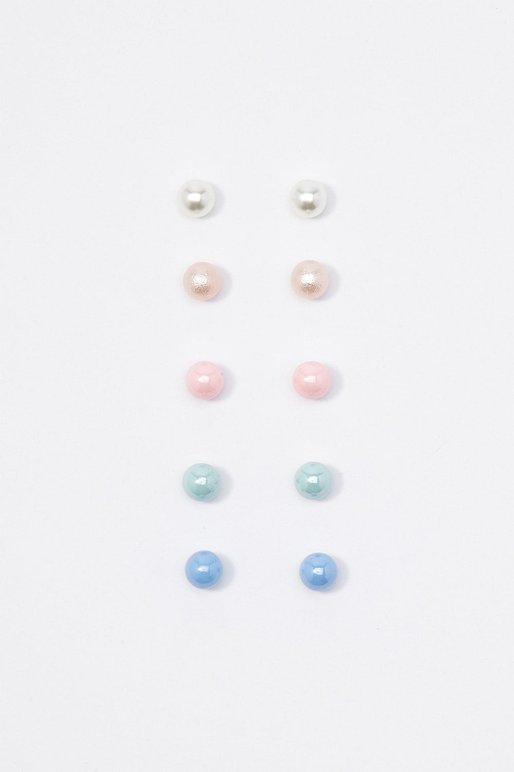 Women Pastel Stud Earrings Set (5 Pairs) Off White