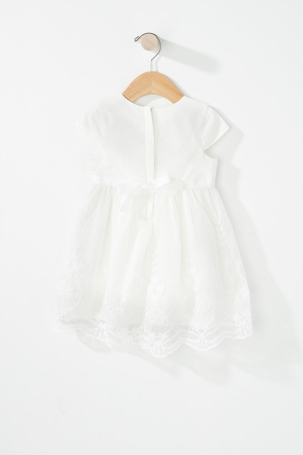 Kids Baby Girl Floral Crochet Lace Dress with Headband Off White