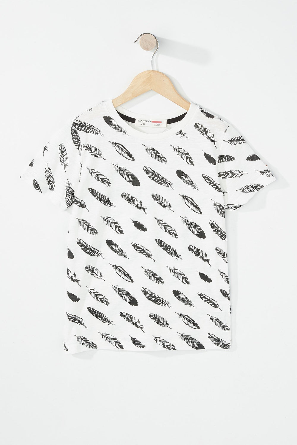 Kids Boys Feather Graphic T-Shirt Off White