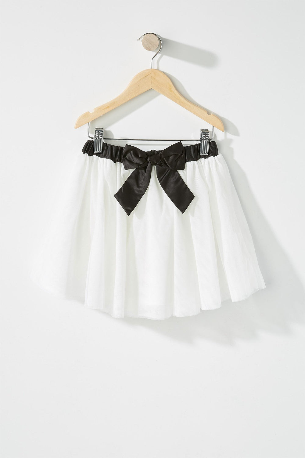 Kids Girls Bowtie Tutu Skirt Off White