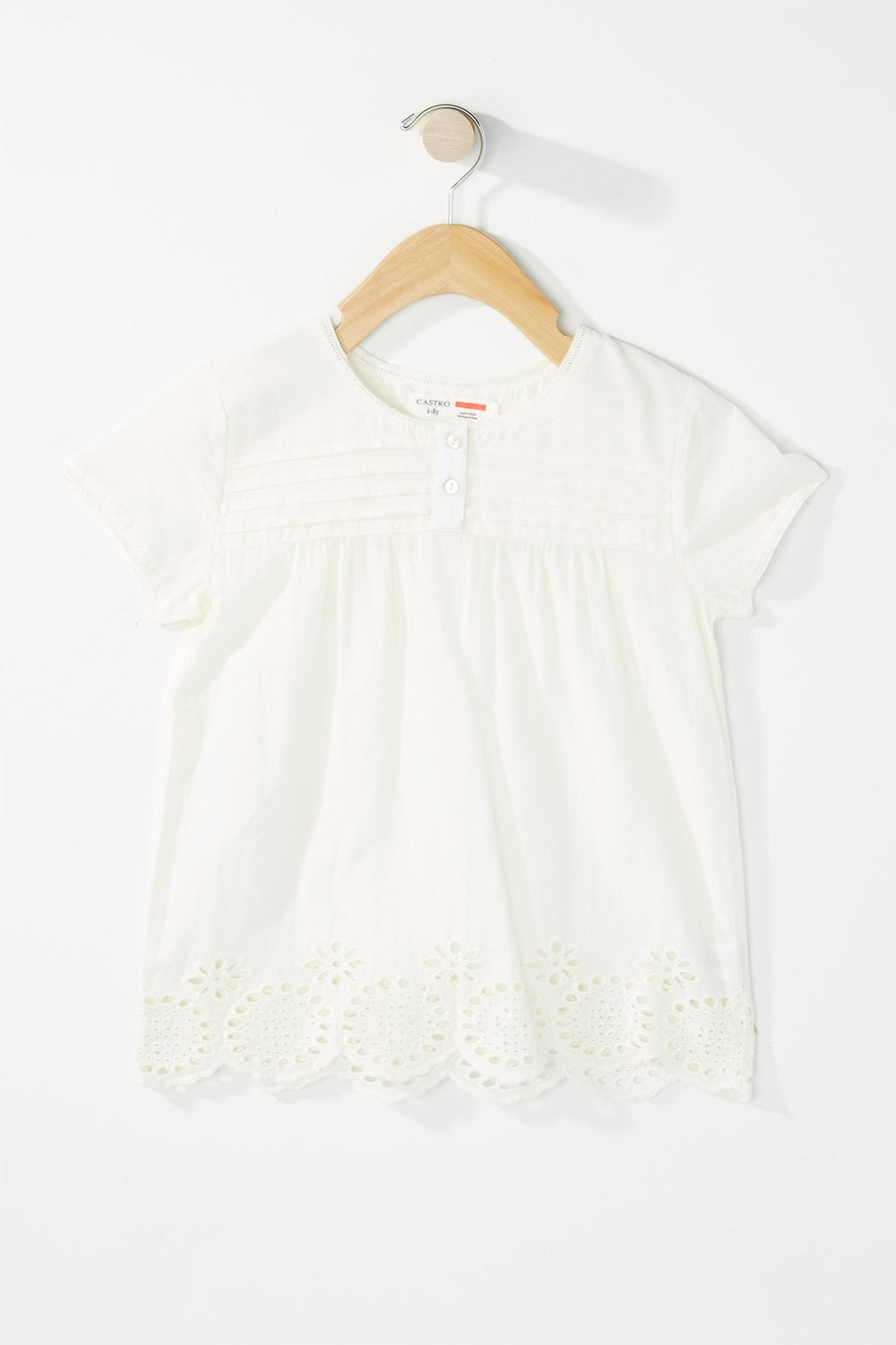 Kids Girls Crochet Floral Lightweight Blouse Off White