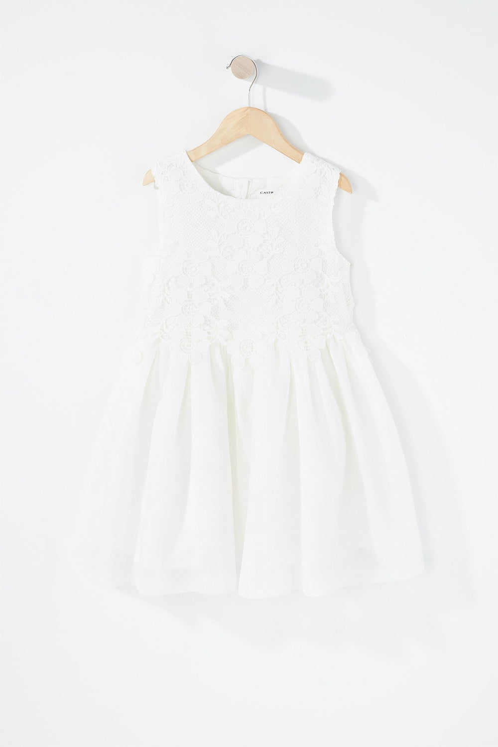 Kids Girls Scoop Neck Floral Lace Tutu Dress Off White