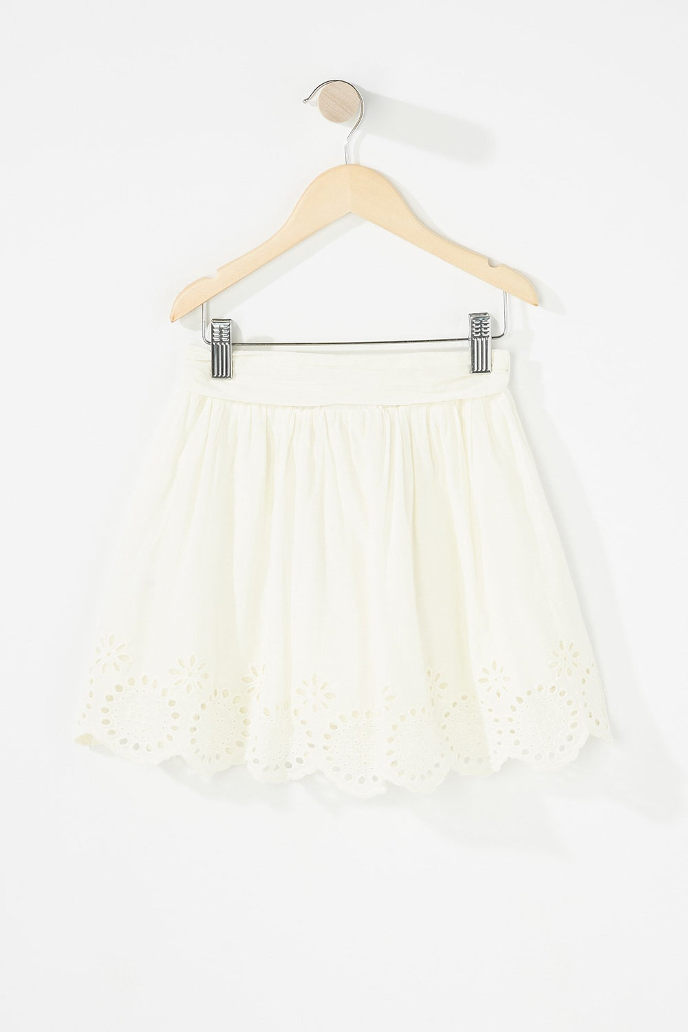 Kids Girls Self-Tie Perforated Skirt Off White