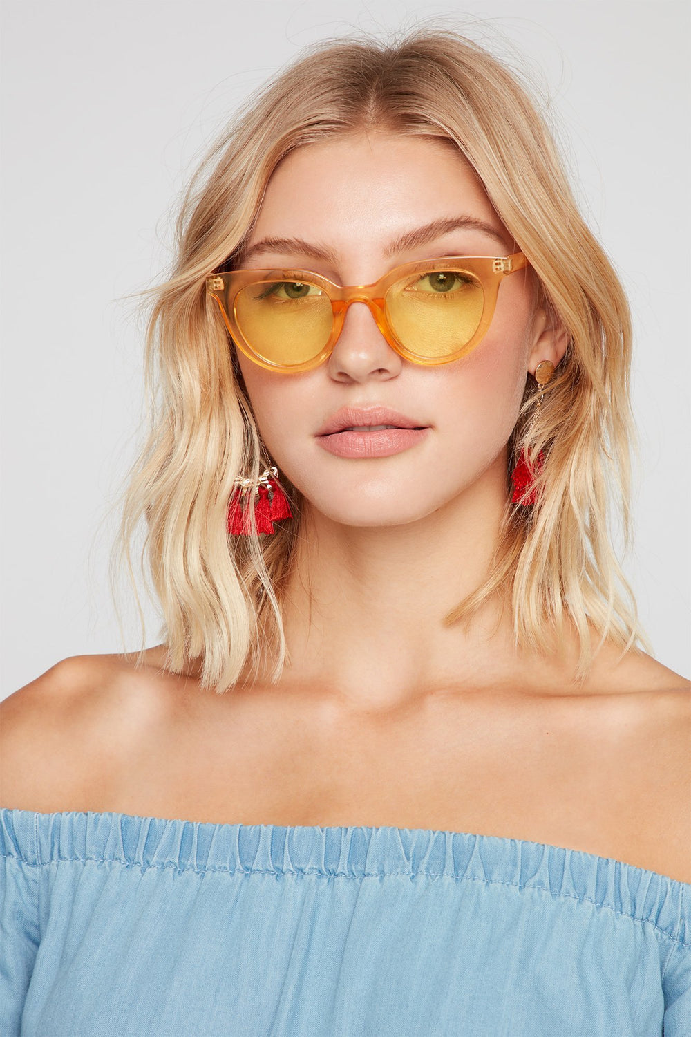 Women Lunettes de soleil il de chat colorées Orange