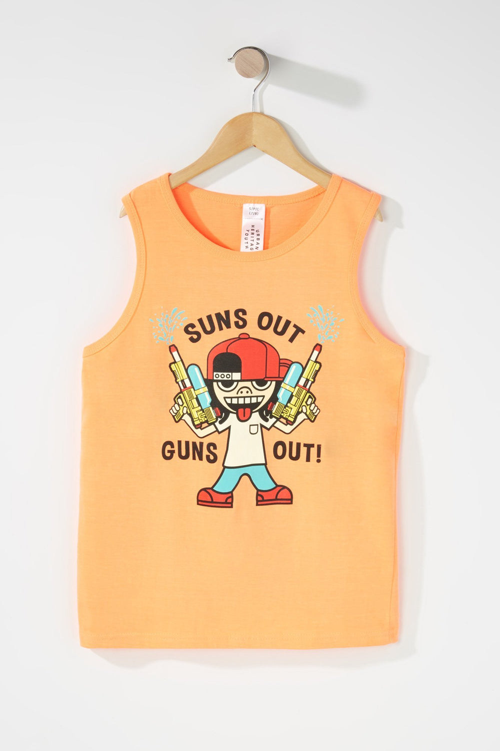 Kids Boys Suns Out Guns Out Graphic Tank Orange