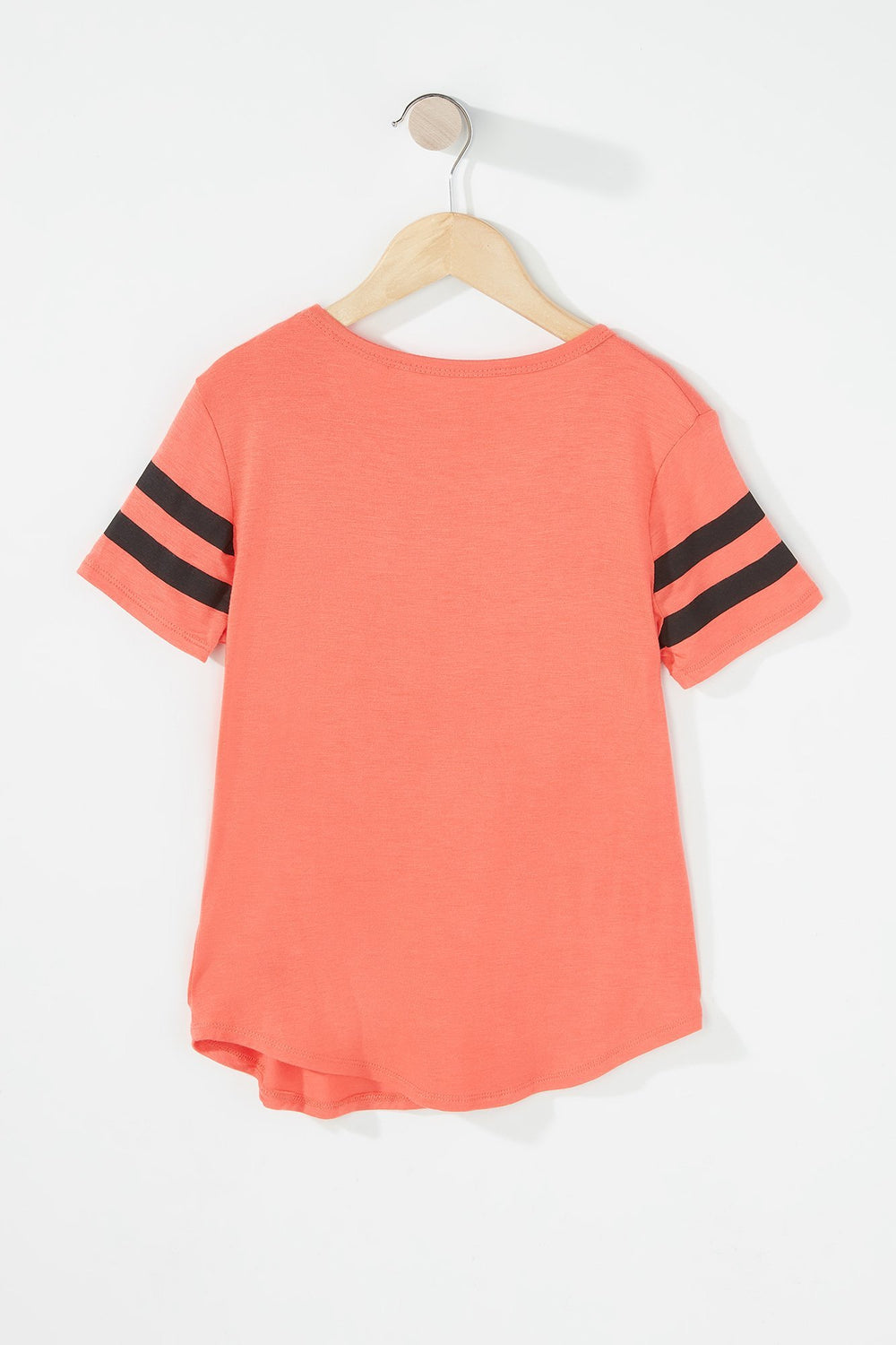 Kids T-shirt léger rayé de style universitaire pouur fille Orange