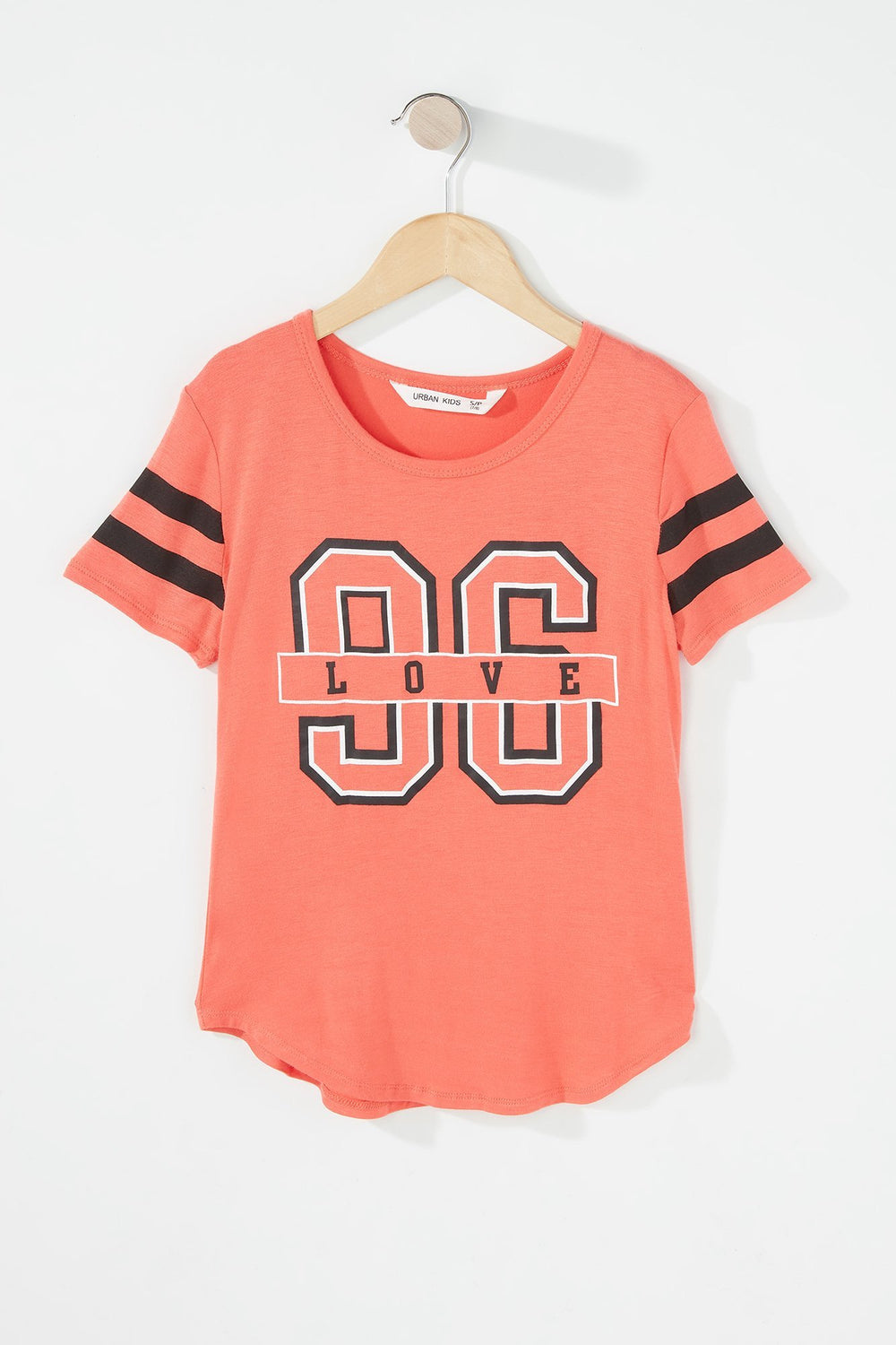 Kids T-shirt léger rayé de style universitaire pouur fille Orange
