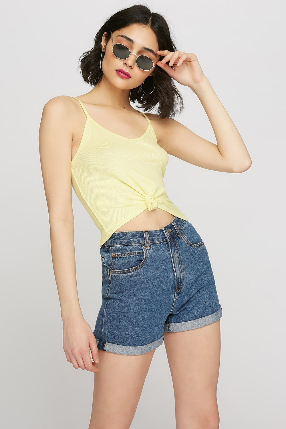 women Scoop Neck Basic Camisole Pale Yellow