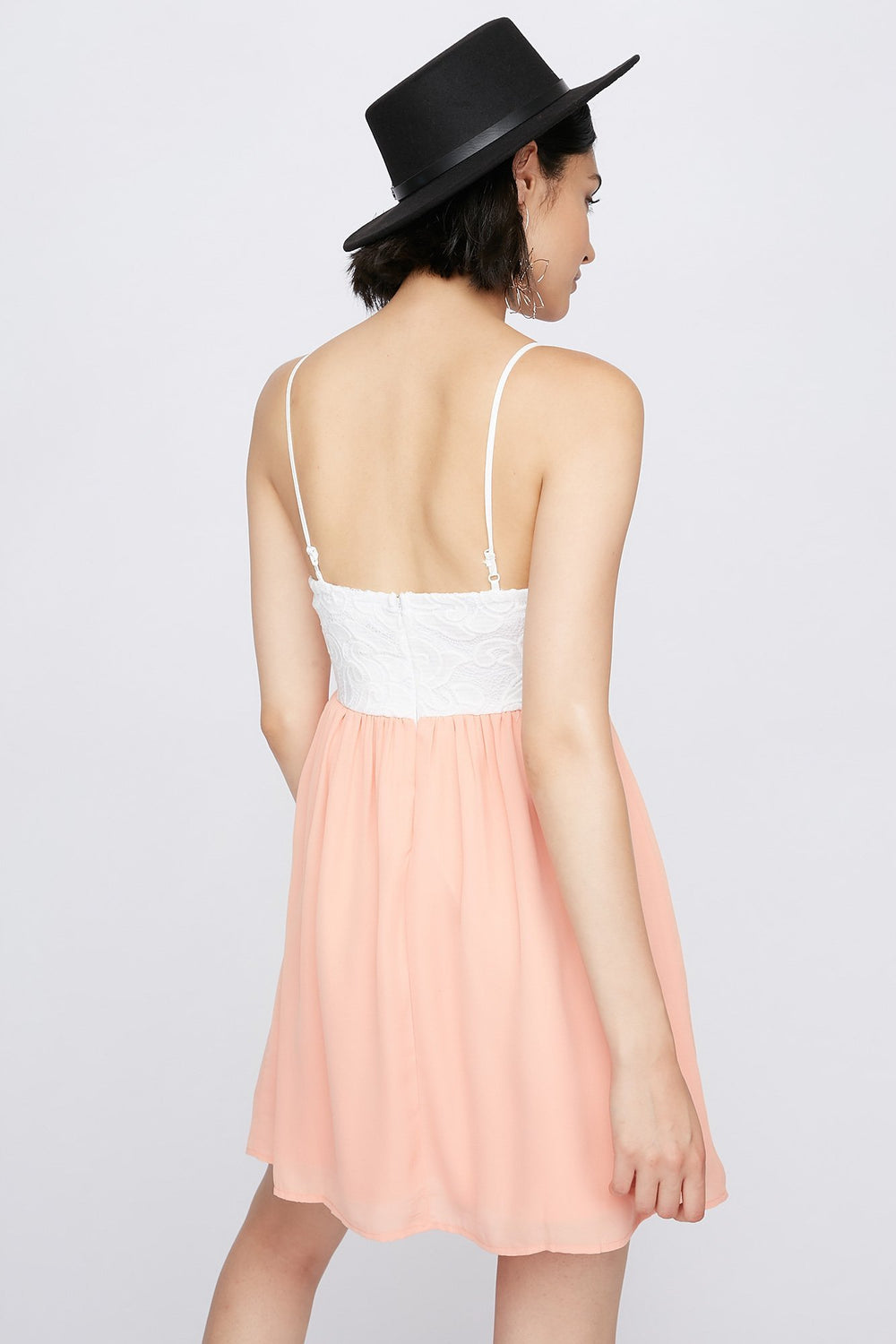 Women Sweetheart Pearl Fit & Flare Dress Peach