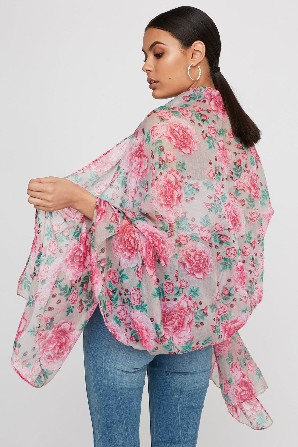 Women Floral Lightweight Scarf Pink